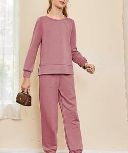 ชุดวอร์มคอกลมสำหรับเด็กชุดวิ่งออกกำลังกายผ้าฝ้ายสำหรับเด็กผู้หญิงชุดเสื้อผ้าสำหรับเด็กออกแบบใหม่ - Product Image 5