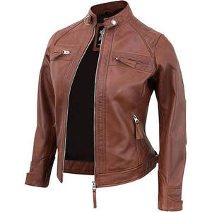 Veste en cuir matelassée pour femmes - Product Image 2