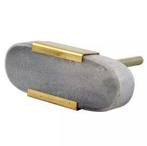 Bouton de tiroir en laiton ovale en pierre et métal AK en gris et or fini poignée de qualité supérieure pour meubles de décoration intérieure à la maison - Product Image 2