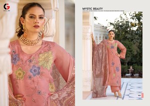 Salwar Kameez Pakistaní Bordado de 3 Piezas para Mujer, en Viscosa, Pantalón Acampanado, Dupatta de Organza, Secado Rápido, Casual, Largo hasta la Rodilla - Product Image 4