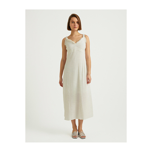 Abito midi da donna di alta qualità con scollo basso e colletto a cappuccio - Product Image 4