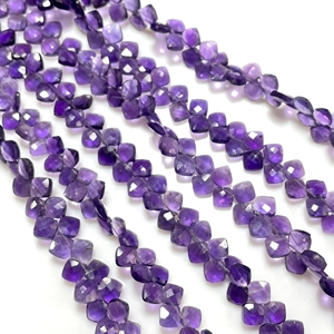 High Quality Faceted <b>Cushion</b> & Kite Shape Amethyst Stone Beads Purple with Side Drill Wholesale Beads - Product Image 5