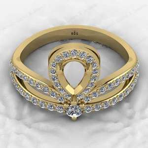 Anillo de Cóctel de Plata de Ley 925 de Alta Calidad con Microincrustaciones de Circonita Cúbica en Forma de Pera de 8x5 mm, Ideal para Joyería con Piedras Preciosas - Product Image 2