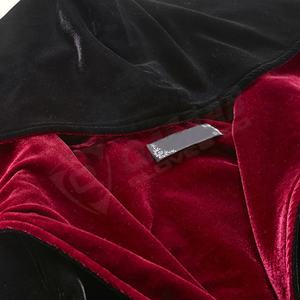 Abrigo Gótico Negro con Capucha Color Granate, de Terciopelo Sólido, Transpirable e Impermeable, de Algodón y Poliéster, con Mangas Acampanadas, para Verano - Product Image 6