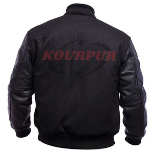 Veste universitaire pour homme de haute qualité avec manches en cuir, col montant, option logo sur le devant, design respirant pour l'hiver - Prix de gros - Product Image 6