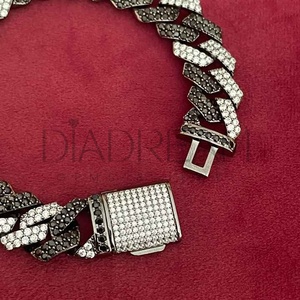 Bracelet tendance pour homme en argent sterling 925, style hip-hop, avec un design unique, plaqué argent brillant, moissanite - Product Image 3
