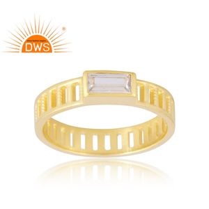 แหวนอัญมณี CZ ชุบทอง18K 925เงินสเตอร์ลิงประดับอัญมณีอัญมณีสังเคราะห์จากธรรมชาติ - Product Image 1