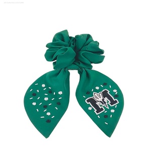 Bordado a mano de tela lazo para el cabello personalizado con cuentas Scrunchies accesorio para el cabello bordado a mano indio Scrunchies con cuentas de semillas - Product Image 6