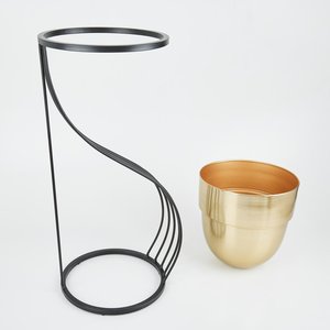 Juego de Gardenia de estilo de vida ambiental más vendido, 2 macetas de metal con soporte recubierto de polvo negro dorado, macetas de flores Premium - Product Image 2