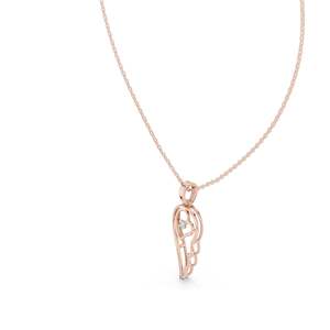 Collier Cœur Aile d'Ange en Diamant de Laboratoire 0,045 CT VVS-VS EF, Taille Ronde Brillante, Or 18 carats, 14 carats Jaune, Rose, Blanc - Product Image 2
