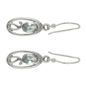 2024เครื่องประดับ925สเตอร์ลิงเงินธรรมชาติสีฟ้าบุษราคัมต่างหูรูปไข่ที่ดีงามสำหรับเครื่องประดับแฮนด์เมดของเธอ - Product Image 3