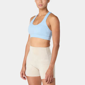 Camiseta Deportiva Corta de Espalda Cruzada para Mujer, con Logotipo Frontal, Transpirable, de Secado Rápido, de Poliéster/Algodón, para Entrenamiento en Interiores - Product Image 1