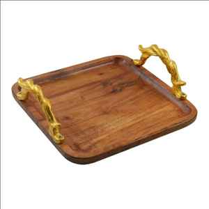 ถาดไม้ธรรมชาติสำหรับจัดเสิร์ฟถาดอาหารพร้อมสัมผัสการตกแต่ง - Product Image 6