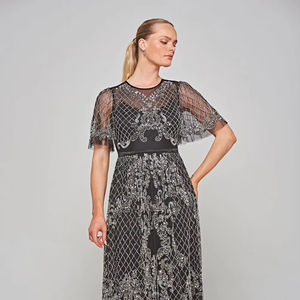 Vestidos de noche de fiesta elegantes para mujer Nuevo polymesh Mangas cortas delgadas con decoración de lentejuelas - Product Image 1