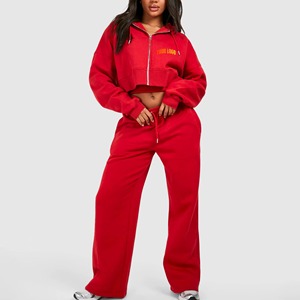 Ensemble de survêtement 2 pièces pour femme en velours d'hiver 2025, sweat-shirt à capuche au-dessus du genou, pantalon de survêtement à jambes larges assorti - Product Image 4