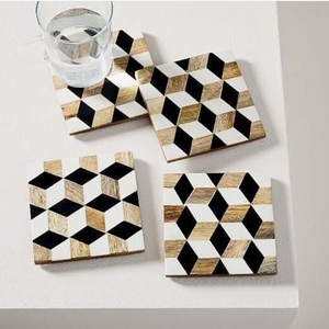 แผ่นรองแก้วไม้และเรซินทรงหกเหลี่ยมแบบคลาสสิกอุปกรณ์เสริมสำหรับโต๊ะ - Product Image 3