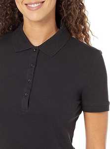 Chemise polo noire pour femmes, haut de gamme, unie, manches courtes, col, respirante, extensible, vêtements de travail, uniforme pour femmes - Product Image 3
