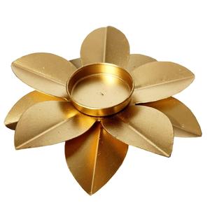 Ornamental Metal Leaf <b>Tealight</b> <b>Holder</b> for Home & Table Decor, Handmade Rustic Metal Candle Stand for Weddings & Parties Festive - Product Image 4