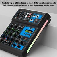 Mélangeur audio RGB 4 canaux avec logo gratuit et 2 microphones sans fil pour le streaming en direct, l'enregistrement en studio, équipement