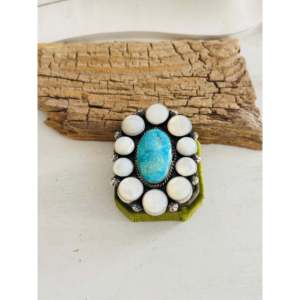 Anillo Ajustable Zachariah David con Turquesa y Piedras Multicolores en Plata de Ley, con Engaste de Bisel, Ideal para Regalo - Product Image 1