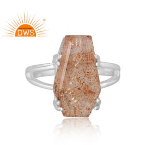 Último diseño de plata esterlina fina Doublet Sunstone Crystal Gemstone Split Band Ring Custom Jewelry Manufacturer - Product Image 2