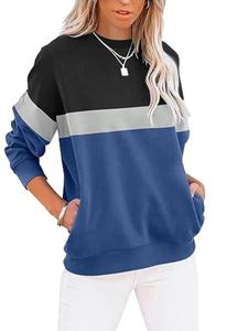 Sudadera de Manga Larga con Bloques de Color y Cuello Redondo Personalizable con Logotipo para Mujer, de Alta Calidad - Product Image 3