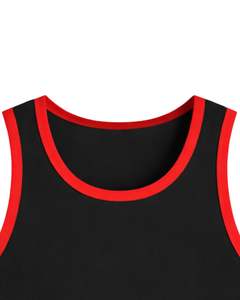 Custom <b>Men</b> Sleeveless <b>Tank</b> <b>Top</b> Athletic Gym Wear Casual Muscle Vest <b>Black</b> With Red Trim Color Custom Manufacturer Wholesale OEM - Product Image 4