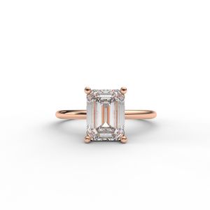 IGI Certified Emerald Cut Lab Grown Diamond Solitaire Engagement / Wedding <b>Ring</b> in 9K Rose / White & Yellow Gold - Product Image 6