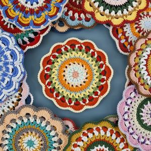 Posavasos y Alfombrillas de Ganchillo de Lana Estilo Bohemio, Tejidos a Mano, Decoración Artística Colorida, Accesorios para el Hogar, Productos Terminados - Product Image 3