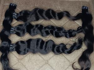 Extensions de cheveux humains bruts pour femmes indiennes non traitées couleur naturelle noire cuticule libre chimiquement alignée aucune traitée - Product Image 2