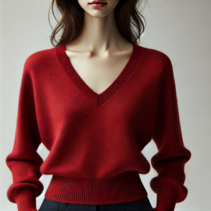 Custom <b>Women's</b> Viscose Cotton Knitted Jumper Breathable Solid Pullover V-neck Sweater Brushed Fluffy All Seasons Flowers Cartoon - Product Image 5