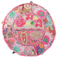 Housse de pouf ottoman de méditation bohème patchwork, faite main en corde de coton, multifonctionnelle, suspendue, ronde, pour ameublement doux