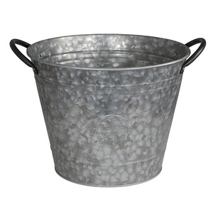 Pots de fleurs et jardinière en métal galvanisé de forme ronde pour la décoration de l'entrée et du jardin de la maison Jardinières faites à la main - Product Image 3