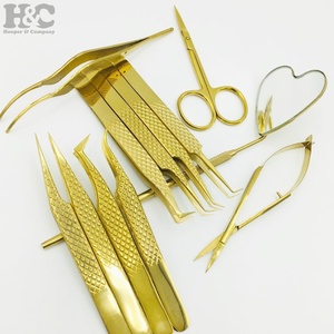 Juego de pinzas para extensión de pestañas de oro nuevo, pinzas personalizadas para extensión de pestañas, pinzas para pestañas de etiqueta privada, visón de acero inoxidable - Product Image 6