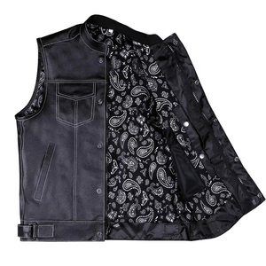 Haute qualité hommes coupe-vent respirant en cuir gilet fermeture éclair conception personnalisée Logo privé en détresse motard Look prix bas pour tous - Product Image 6