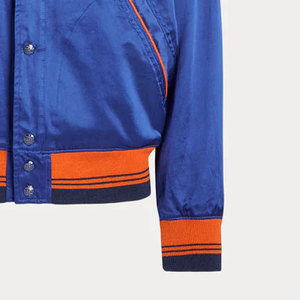 Chaqueta universitaria de satén para hombre a precio de fábrica, logotipo bordado, cierre de un solo botón, estilo callejero ecológico a prueba de viento - Product Image 5