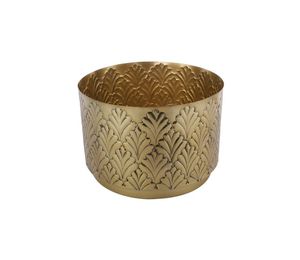 Maceta decorativa hecha a mano de Metal dorado en relieve para boda, restaurante, hogar, jardín, decoración de la India - Product Image 1