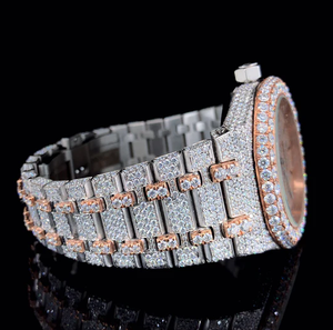 Mode masculine de luxe Hip Hop montre en argent diamants simulés complets boîtier épais de 5mm mouvement à Quartz Ronda cristal de saphir pour cadran - Product Image 5