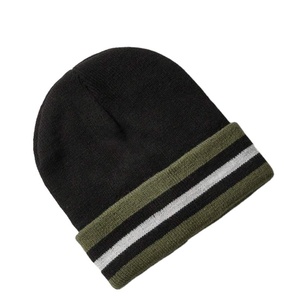 Bonnet Jacquard Personnalisé à Motif Crâne, Couleur Unie, Chaud, Respirant, Imperméable, en Acrylique, Tricoté avec Revers, Unisexe, Hiver, Broderie HI - Product Image 1