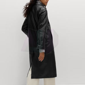 Classic Fashion Outerwear Women <b>Leather</b> <b>Coat</b> <b>Long</b> Length Durable Style Designed For Winter Wear And Everyday Comfort - Product Image 3