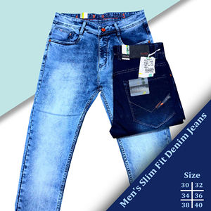 Wholesale Mens Blue Slim Fit Eco-Friendly Yarn Dyed Herringbone Woven <b>Denim</b> Jeans <b>Stretch</b> Cotton Washed Casual Pants - Product Image 3