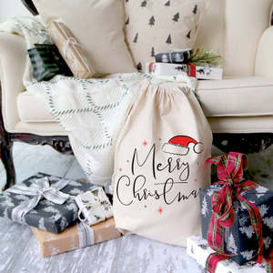 Merry Christmas Eco-Friendly Cotton <b>Canvas</b> Santa Sack Gift <b>Drawstring</b> <b>Bag</b> Customizable Design-Large Capacity Reusable <b>Bag</b> - Product Image 2
