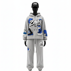 ชุดวอร์มผู้หญิงคุณภาพสูง ผ้าฟลีซ 300 GSM เนื้อผ้านุ่มผสมผ้าฝ้ายและโพลีเอสเตอร์ สีเทา เสื้อฮู้ดดี้ รับสกรีนโลโก้ ชุดวอร์มไซส์ใหญ่ - Product Image 1