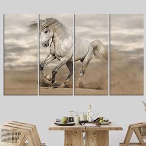 Elegante obra de arte impresa en lienzo: decoración de pared ecuestre moderna, JUEGO DE 4 LIEÑOS - Product Image 1