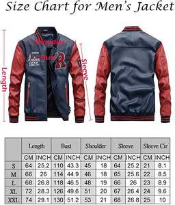 Men's Coated Baseball Varsity <b>Jacket</b> <b>with</b> Stand Collar PU Leather and <b>Fleece</b> <b>Lining</b> - Product Image 6