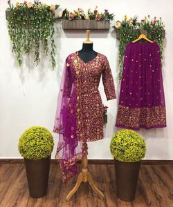 Robe traditionnelle indienne, laenga Choli, chemisier de styliste, tenue décontractée, couleur rose colorée, en tissu avec dupatta fond, offre spéciale - Product Image 2