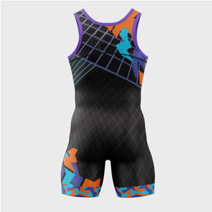 Conjuntos de Singletes de Lucha Libre y Mallas Unisex de Spandex/Poliéster Elástico de 220g con Logotipo Personalizado Impreso por Transferencia Térmica Delantera/Trasera al por Mayor - Product Image 5