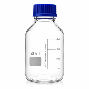 Botellas de Vidrio de Boca Ancha Boro 3.3 de Alta Calidad para Reactivos de Laboratorio de 500 ml con Tapa de Rosca Azul GL45 - Product Image 2