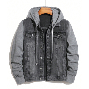Chaqueta Vaquera Vintage de Invierno para Hombre con Mangas de Forro Polar y Capucha, Impermeable y Cortavientos, Ropa Casual de Calle - Product Image 1