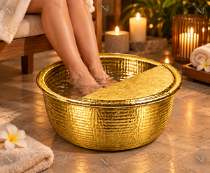 Tazón Redondo Dorado para Pedicura con Tapa, Bañera para Pies sin Tuberías para Masajes de SPA - Product Image 3